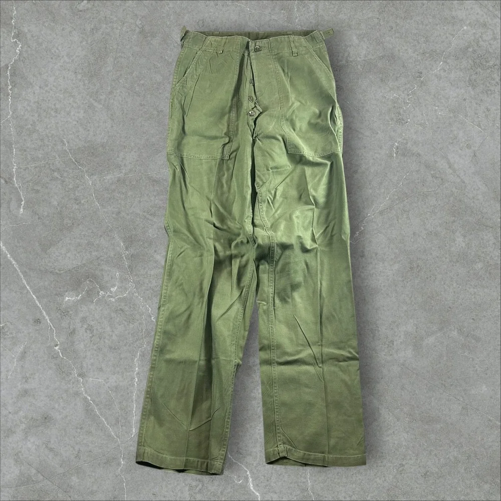 Vintage OG 107 Fatigue Pants Mens 31x31 Olive Green Military 60s Cotton Sateen